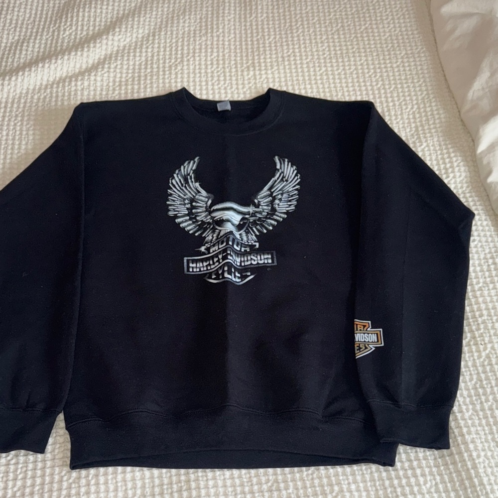 Harley-Davidson Black Crewneck Sweater with Eagle Design